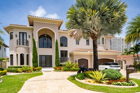 Photo series of single family homes in Eastern Shores neighborhood subdivision of Miami Florida USA stock photo