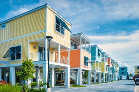 Colorful Houses Florida Keys Islamorada stock photo